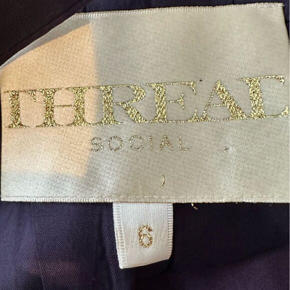 Thread Social Navy Purple Silk Bow Mini Cocktail Dress | Size 6 - Picture 7 of 9